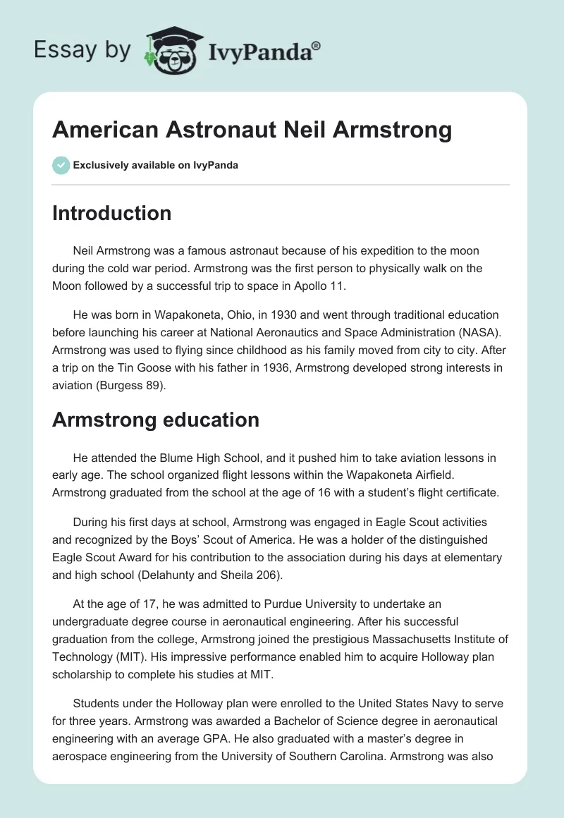 American Astronaut Neil Armstrong. Page 1
