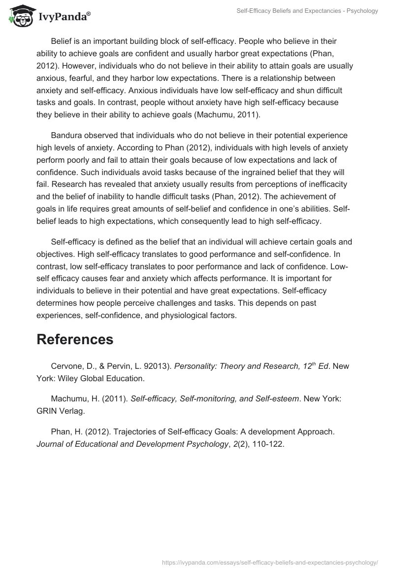 Self-Efficacy Beliefs and Expectancies - Psychology. Page 3