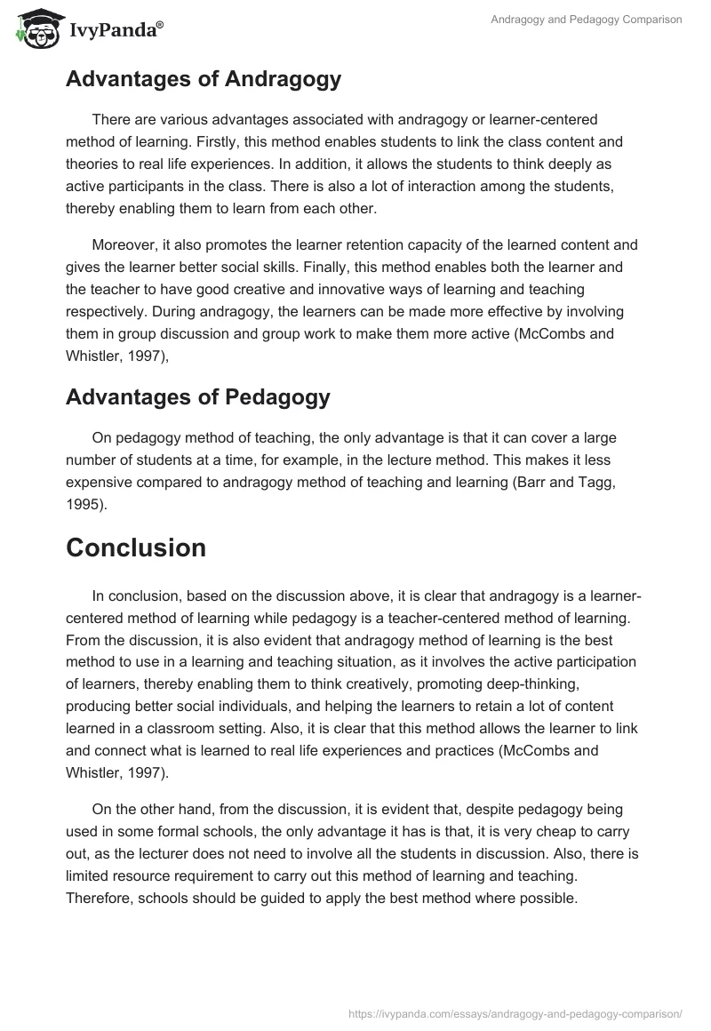 Andragogy and Pedagogy Comparison. Page 3