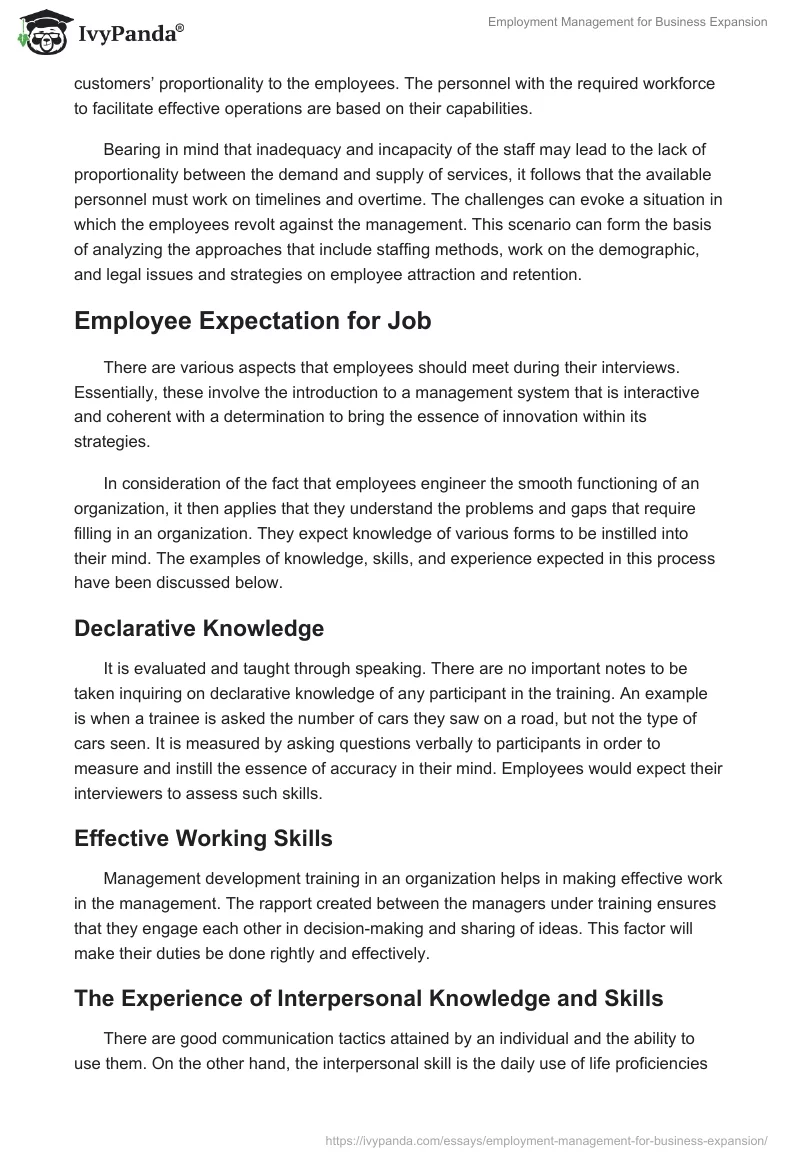 Employment Management for Business Expansion. Page 2