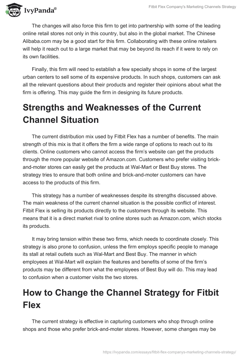 Fitbit Flex Company's Marketing Channels Strategy. Page 2