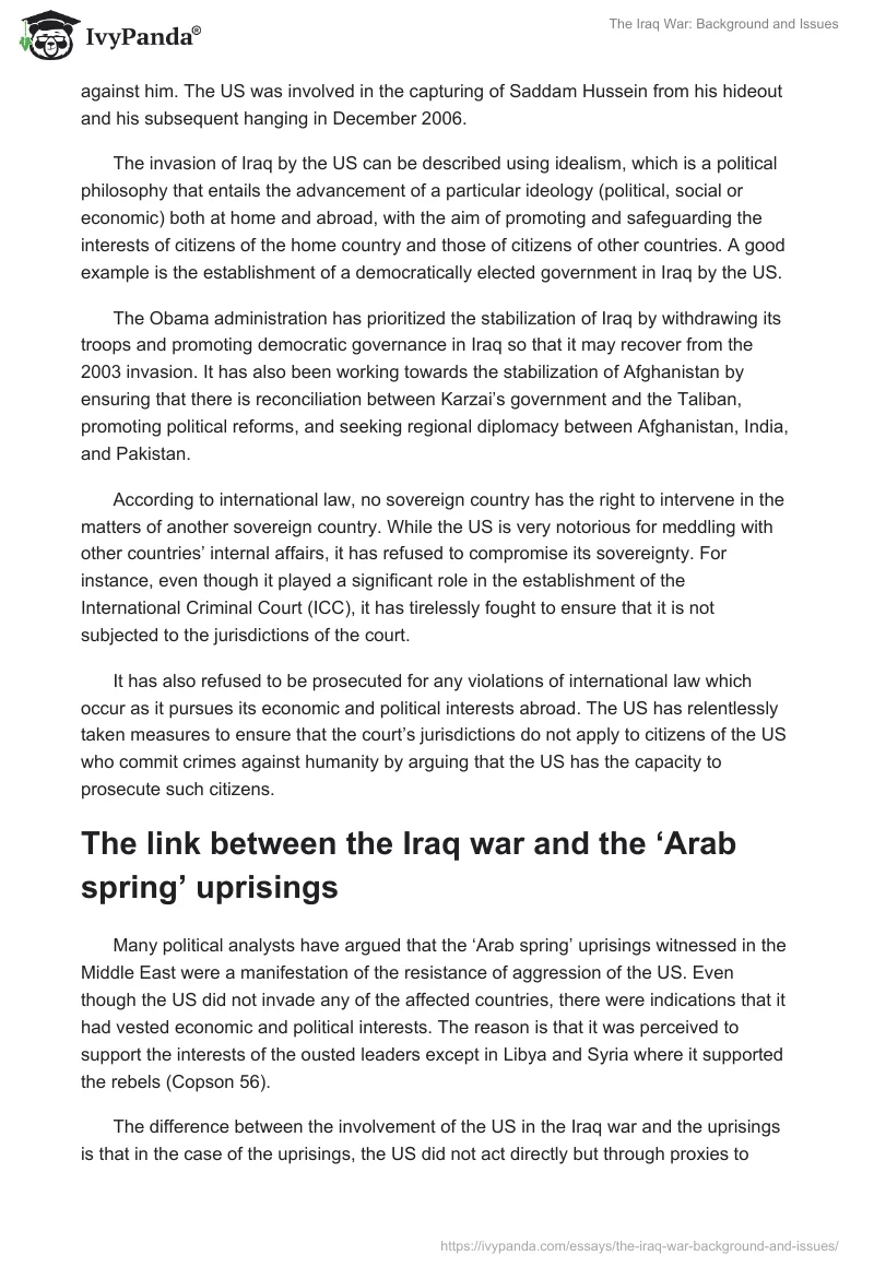 The Iraq War: Background and Issues. Page 4
