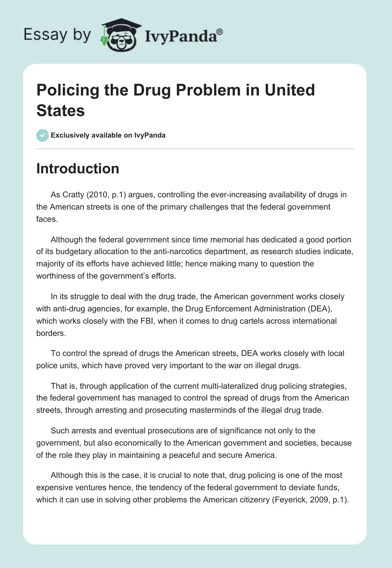 Policing the Drug Problem in United States. Page 1