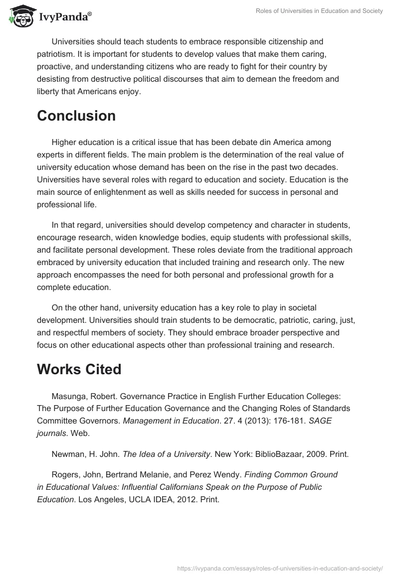 Roles of Universities in Education and Society. Page 5