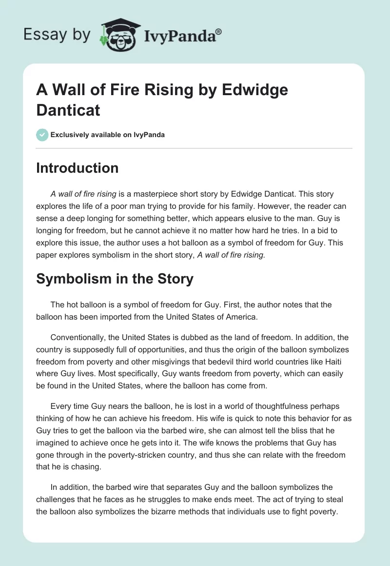 "A Wall of Fire Rising" by Edwidge Danticat. Page 1