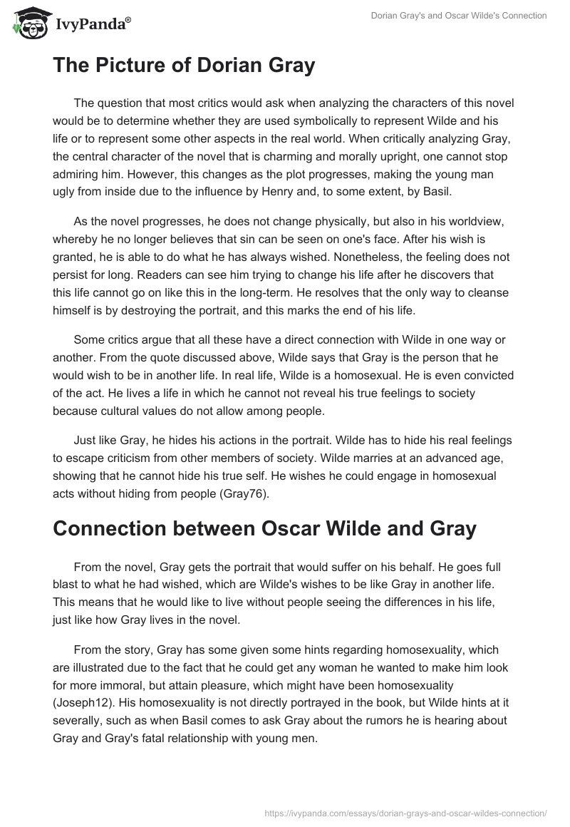 Dorian Gray's and Oscar Wilde's Connection. Page 3