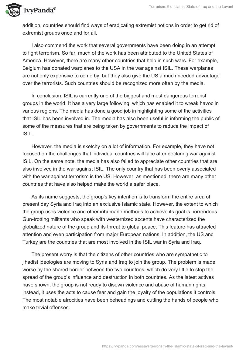 Terrorism: The Islamic State of Iraq and the Levant. Page 5