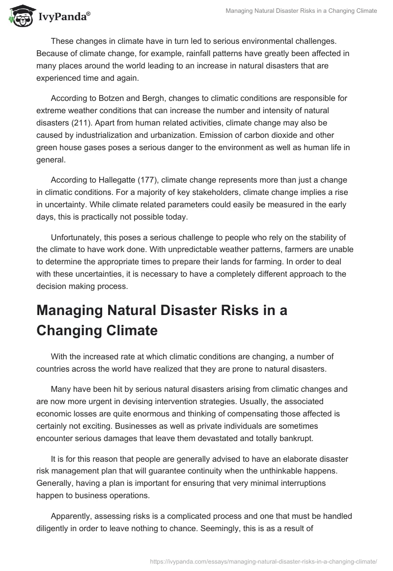 Managing Natural Disaster Risks in a Changing Climate. Page 2