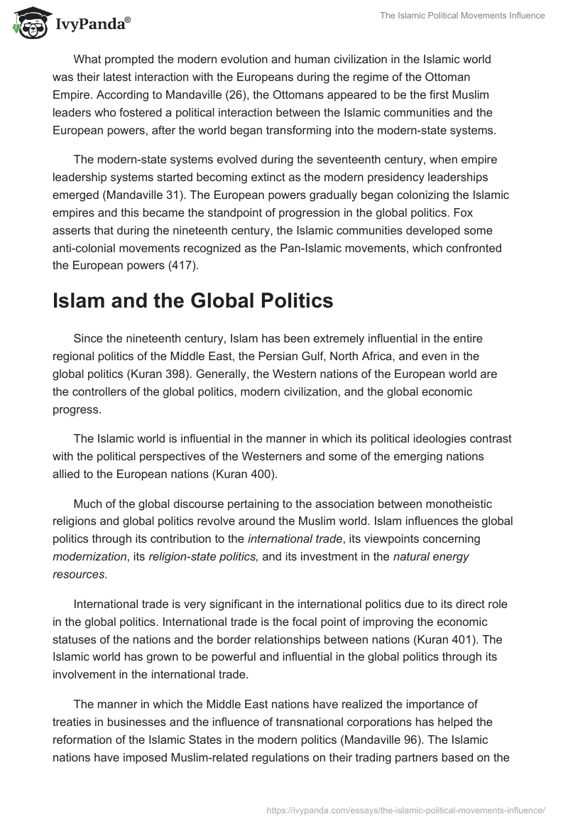 The Islamic Political Movements Influence. Page 2
