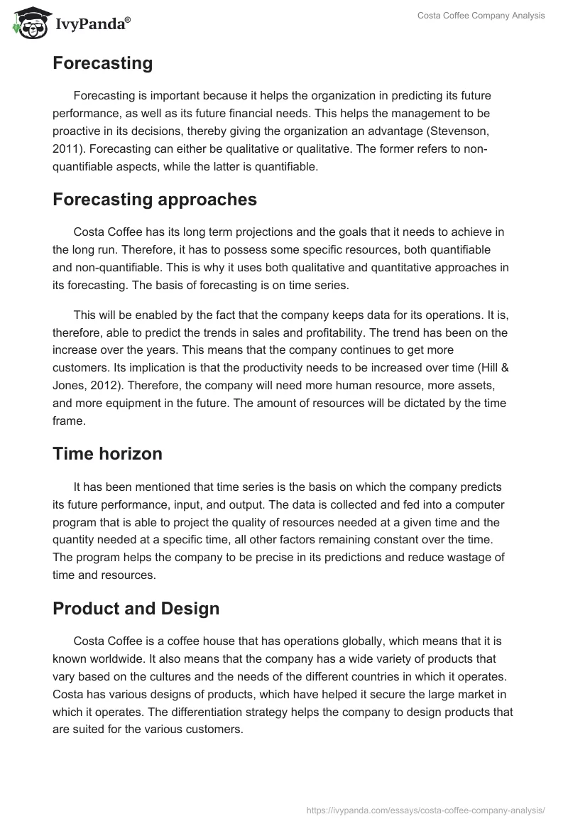 Costa Coffee Company Analysis. Page 4