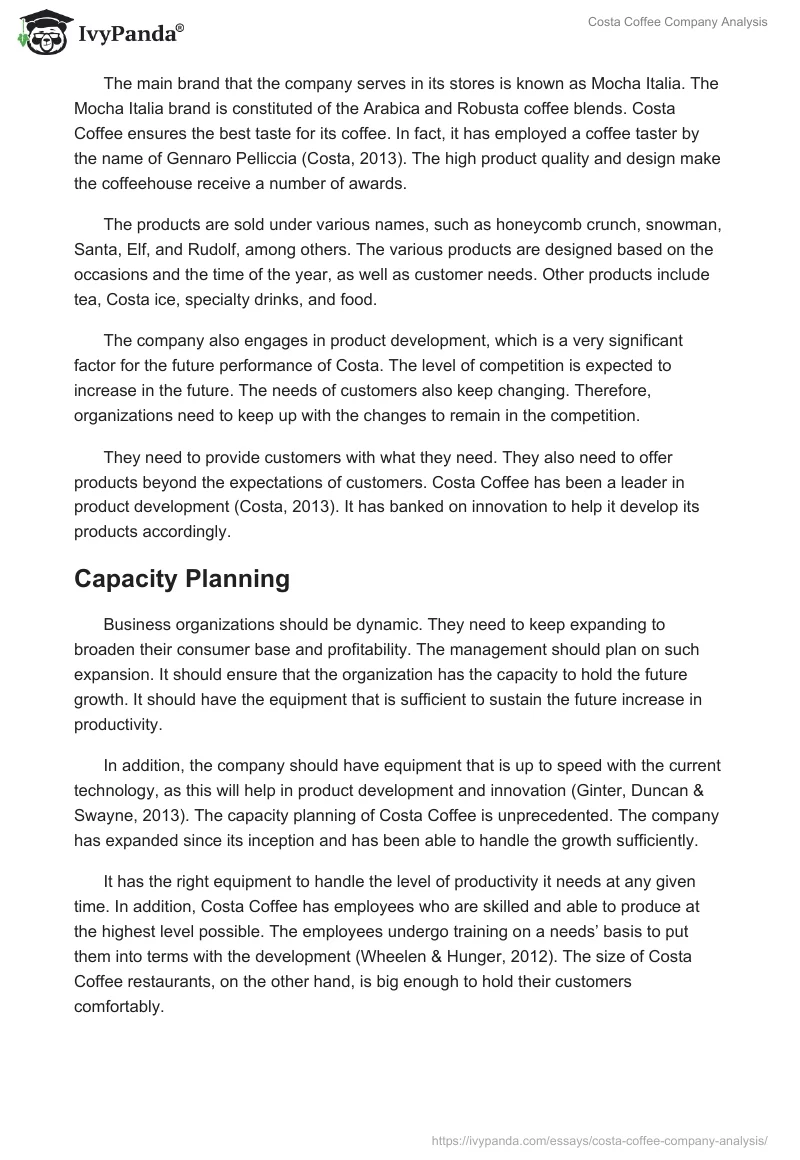 Costa Coffee Company Analysis. Page 5