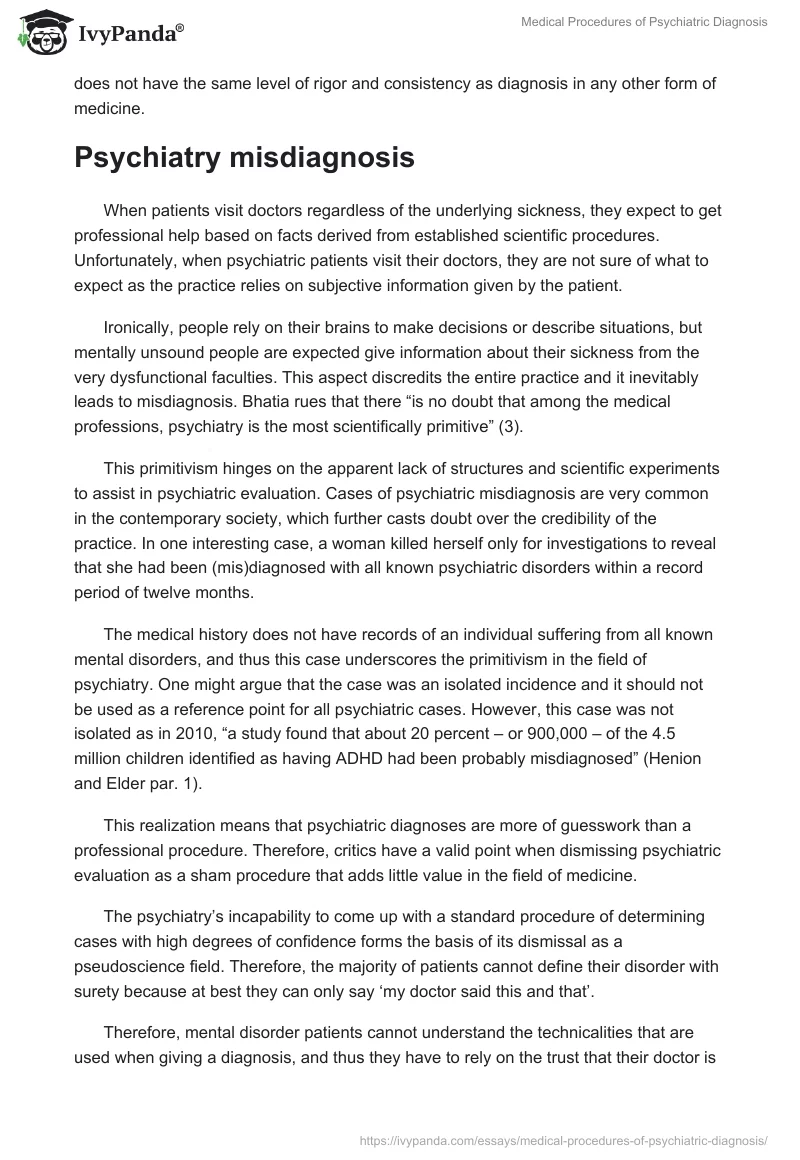 Medical Procedures of Psychiatric Diagnosis. Page 2