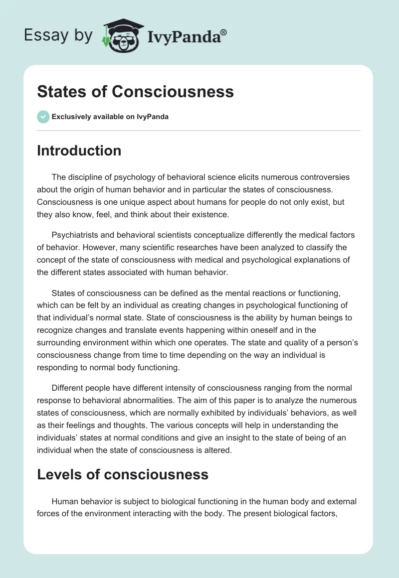 States of Consciousness. Page 1