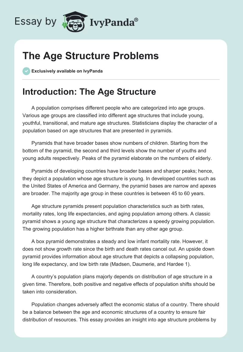 The Age Structure Problems. Page 1
