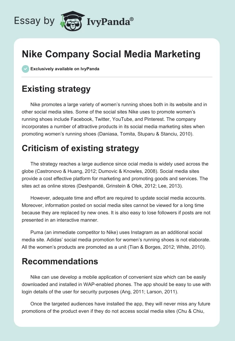 Nike Company Social Media Marketing. Page 1