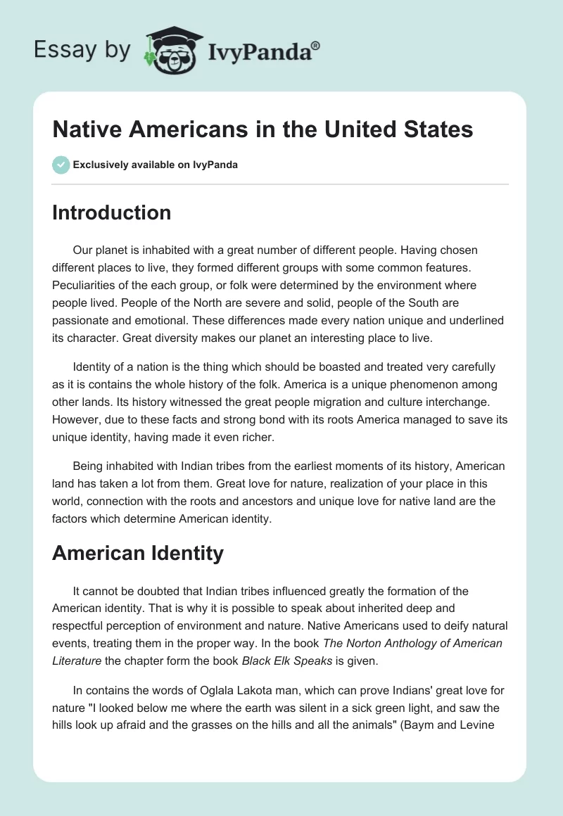 Native Americans in the United States. Page 1