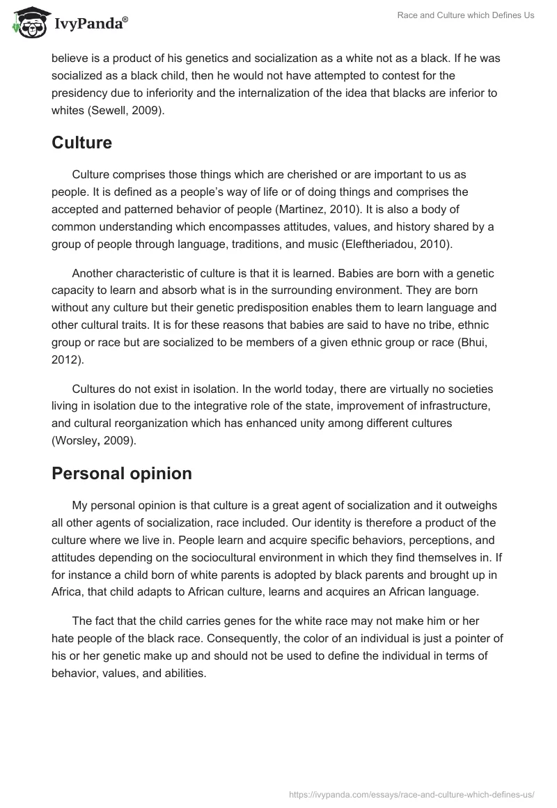 Race and Culture which Defines Us. Page 3