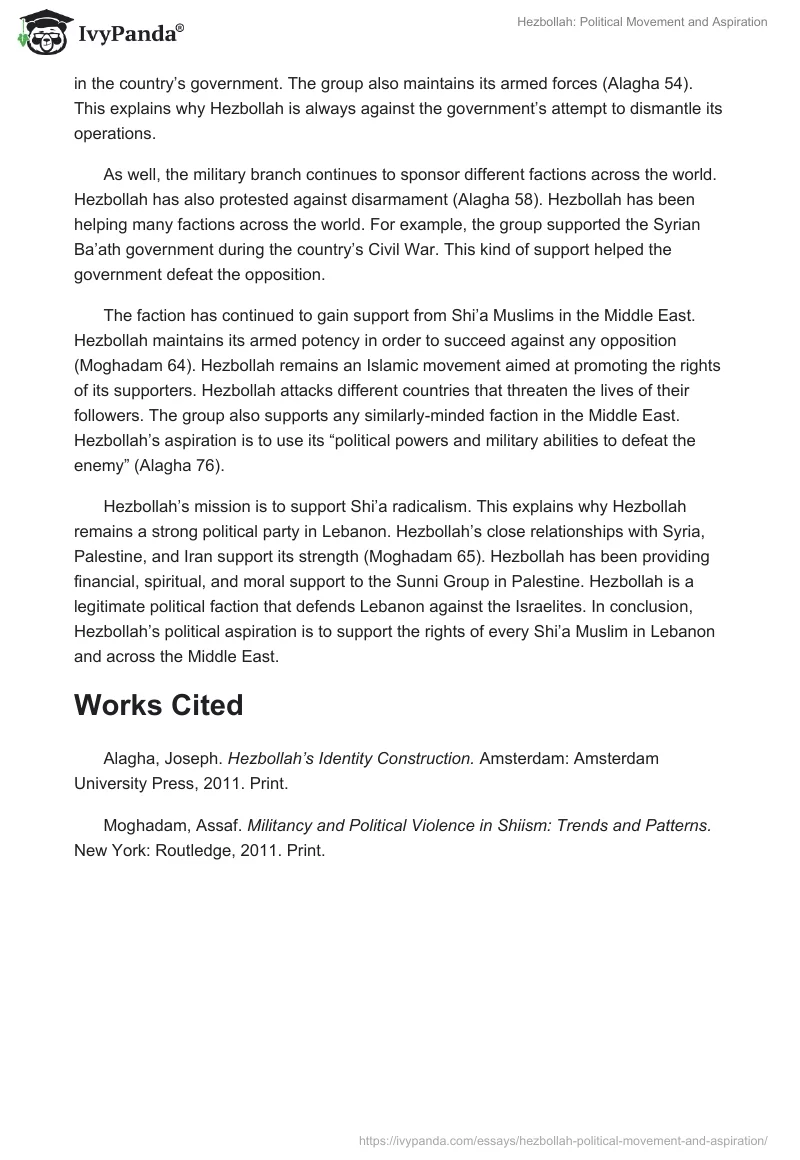 Hezbollah: Political Movement and Aspiration. Page 2