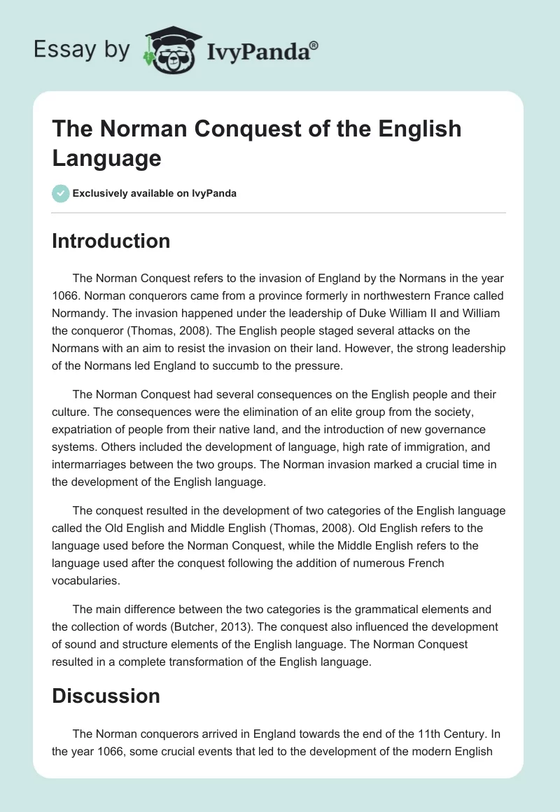 The Norman Conquest of the English Language. Page 1
