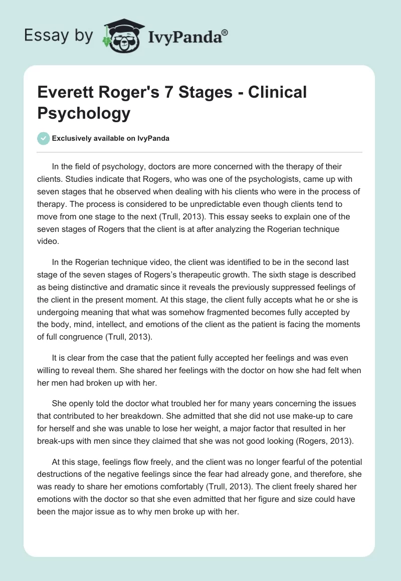 Everett Roger's 7 Stages - Clinical Psychology. Page 1