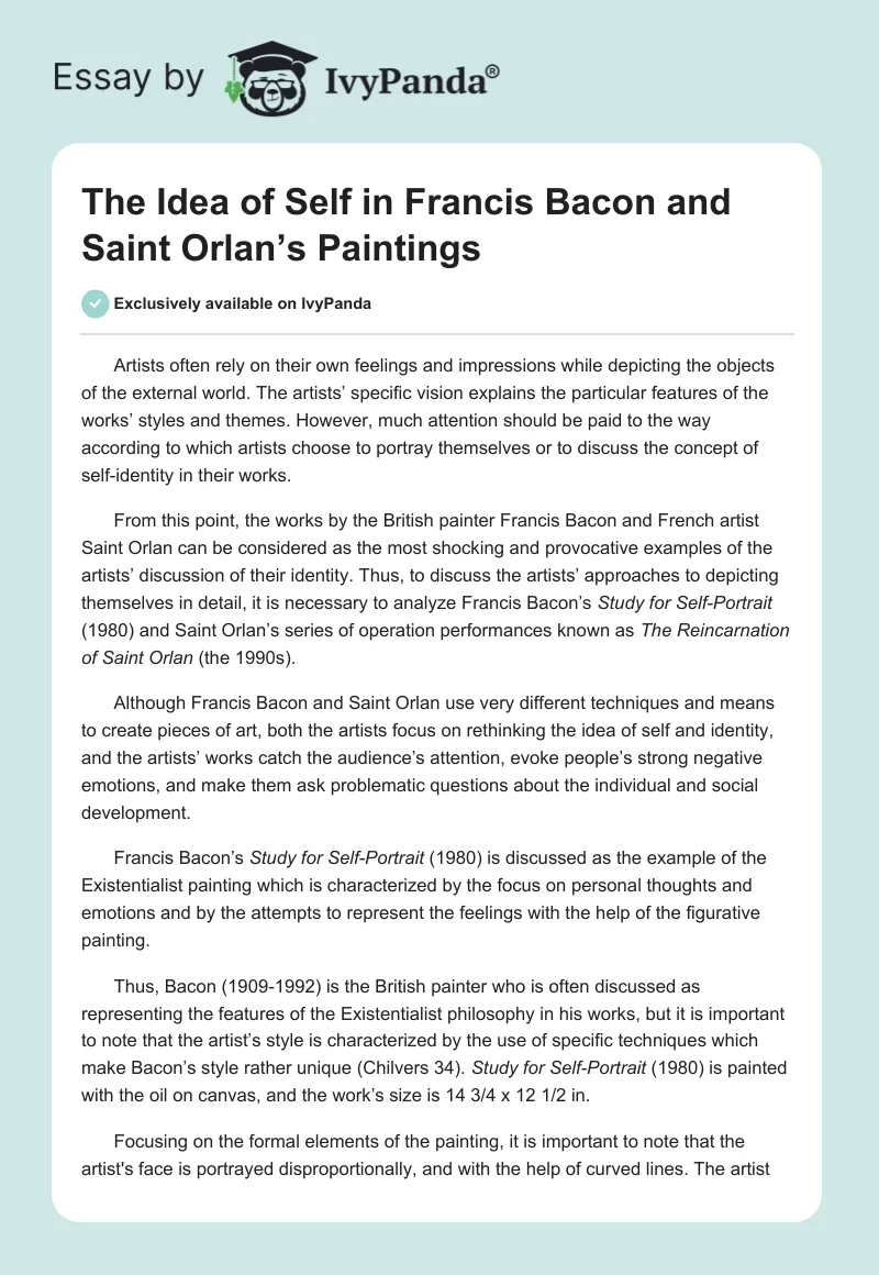 The Idea of Self in Francis Bacon and Saint Orlan’s Paintings. Page 1