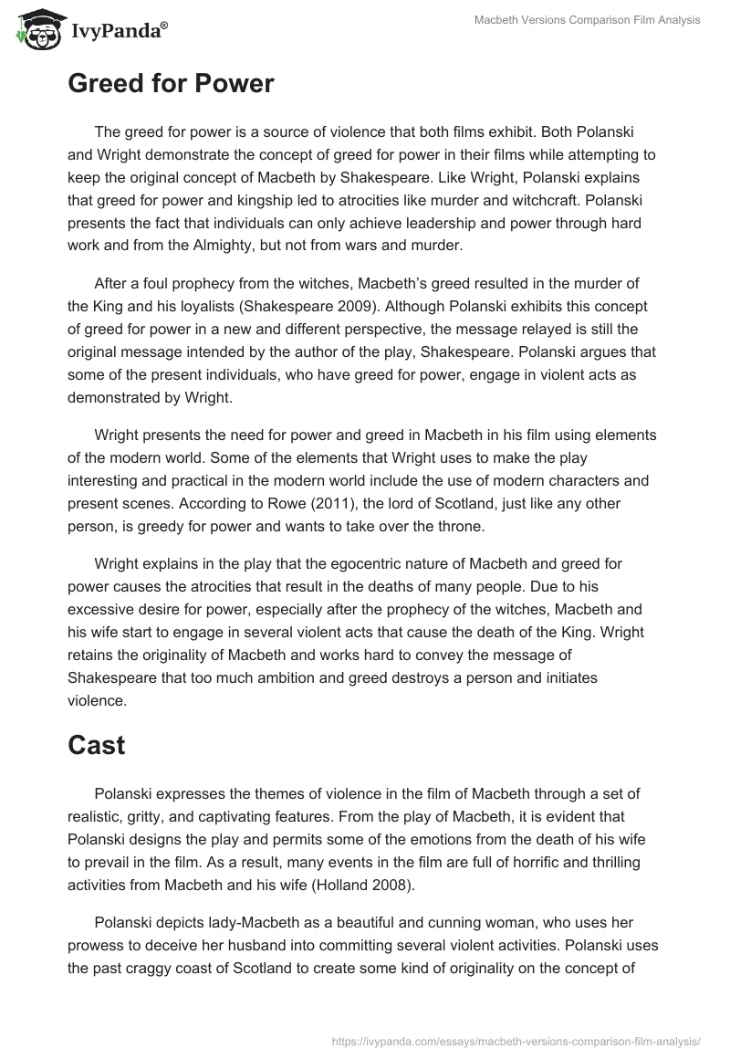 Macbeth Versions Comparison Film Analysis. Page 3