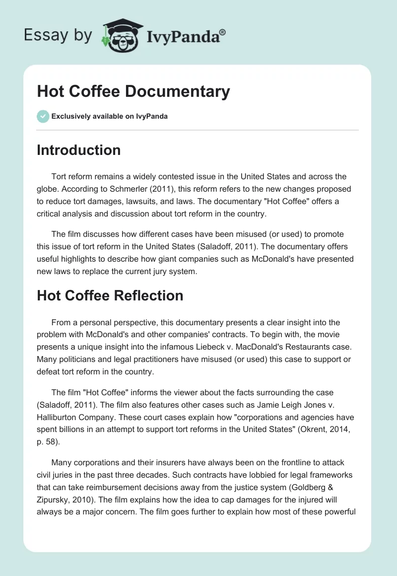 Hot Coffee Documentary. Page 1