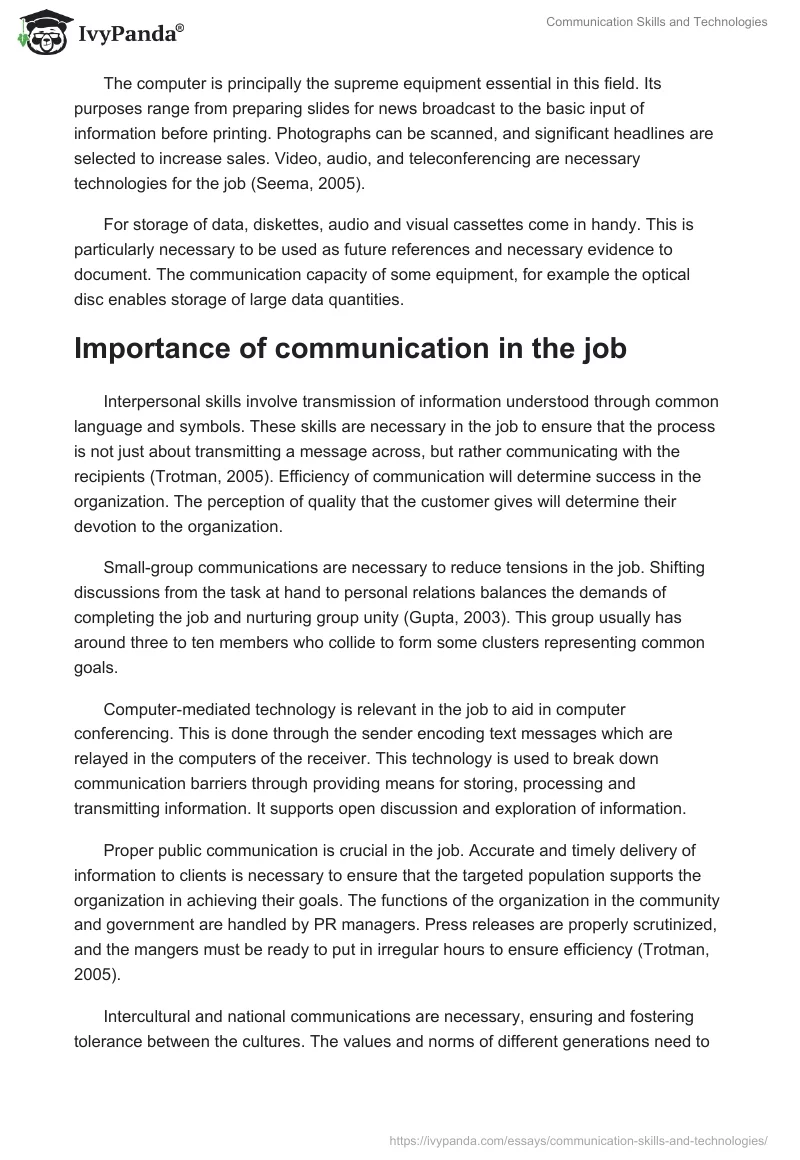 Communication Skills and Technologies. Page 2