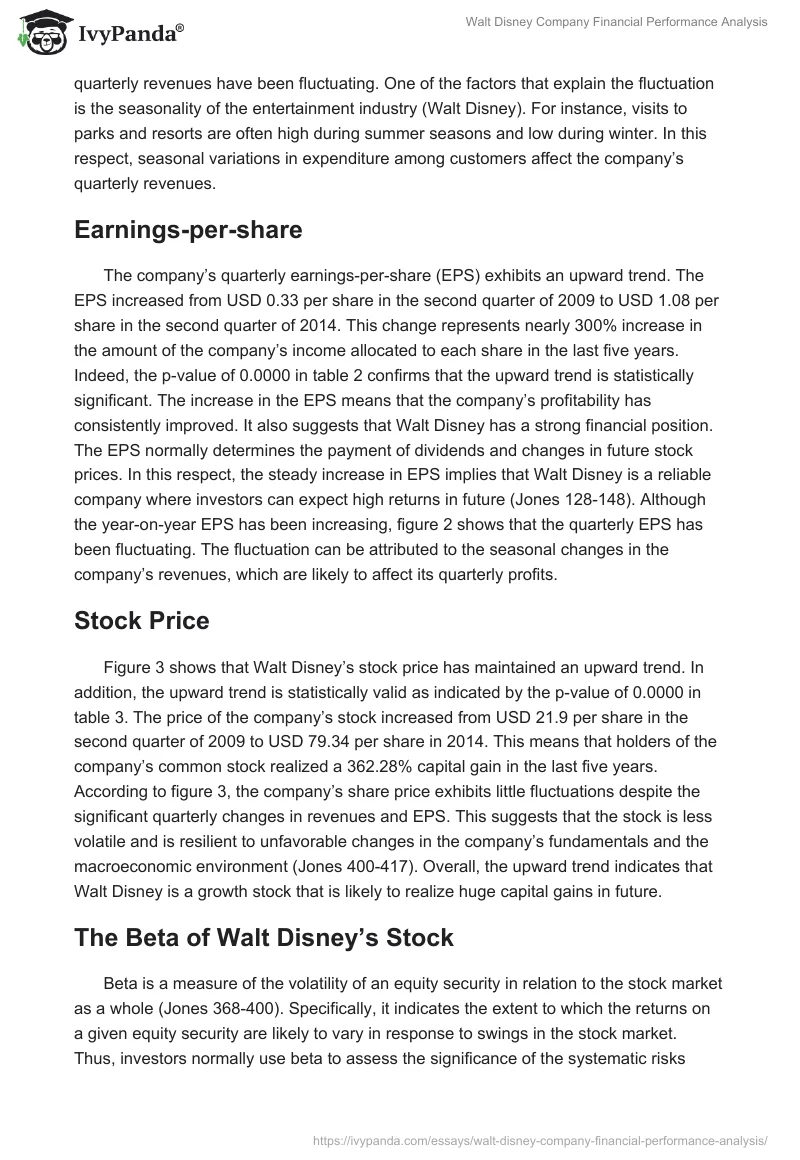 Walt Disney Company Financial Performance Analysis. Page 2