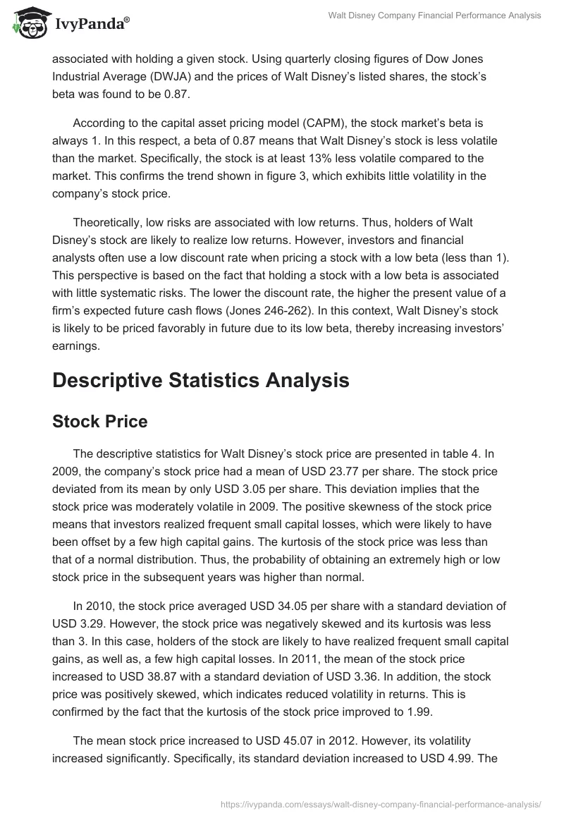 Walt Disney Company Financial Performance Analysis. Page 3