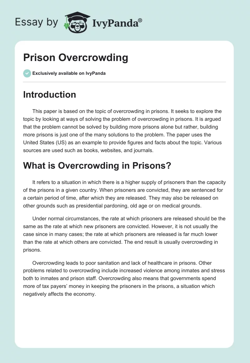 Prison Overcrowding. Page 1