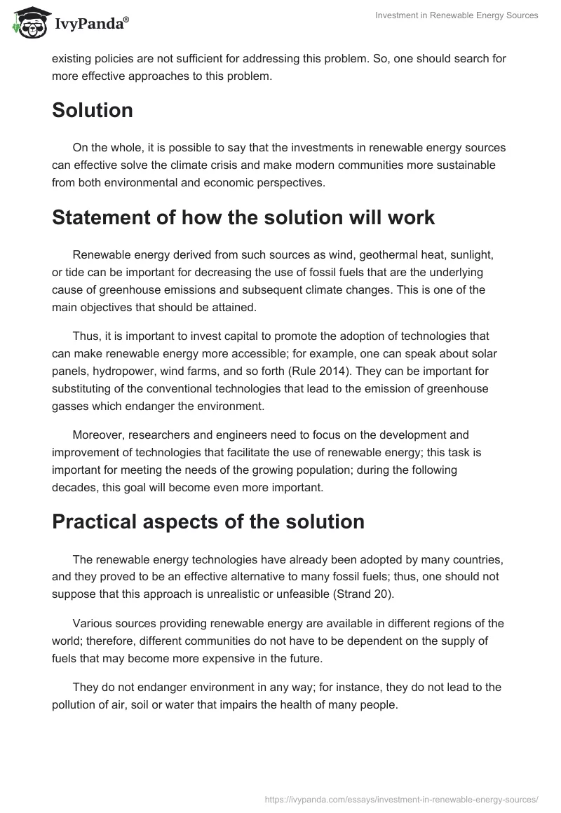 Investment in Renewable Energy Sources. Page 4