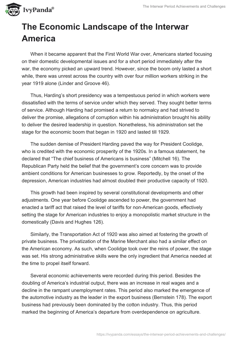 The Interwar Period Achievements and Challenges. Page 5