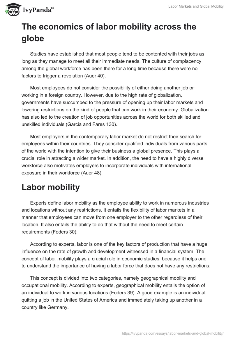 Labor Markets and Global Mobility. Page 2