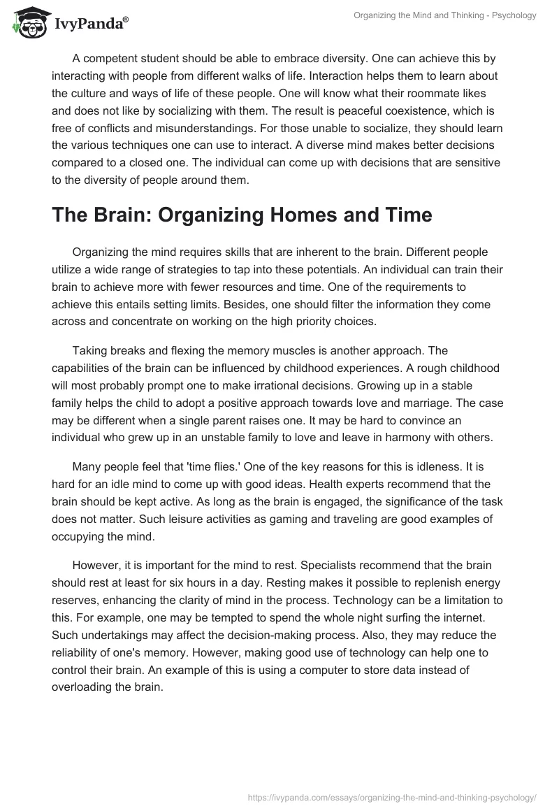 Organizing the Mind and Thinking - Psychology. Page 4