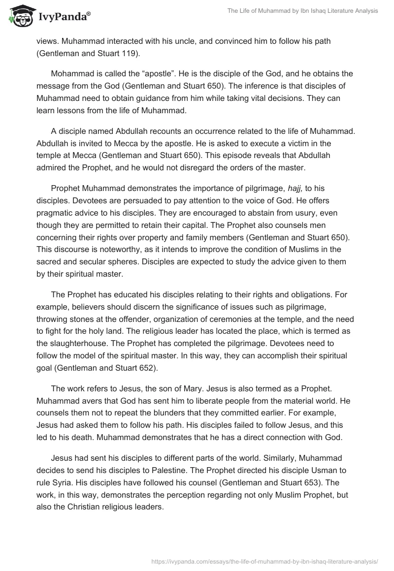 "The Life of Muhammad" by Ibn Ishaq Literature Analysis. Page 2