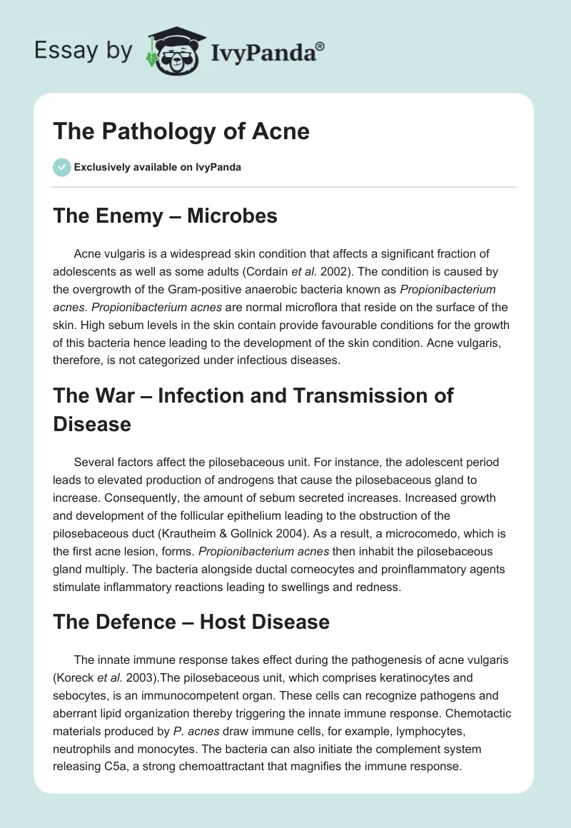 The Pathology of Acne. Page 1