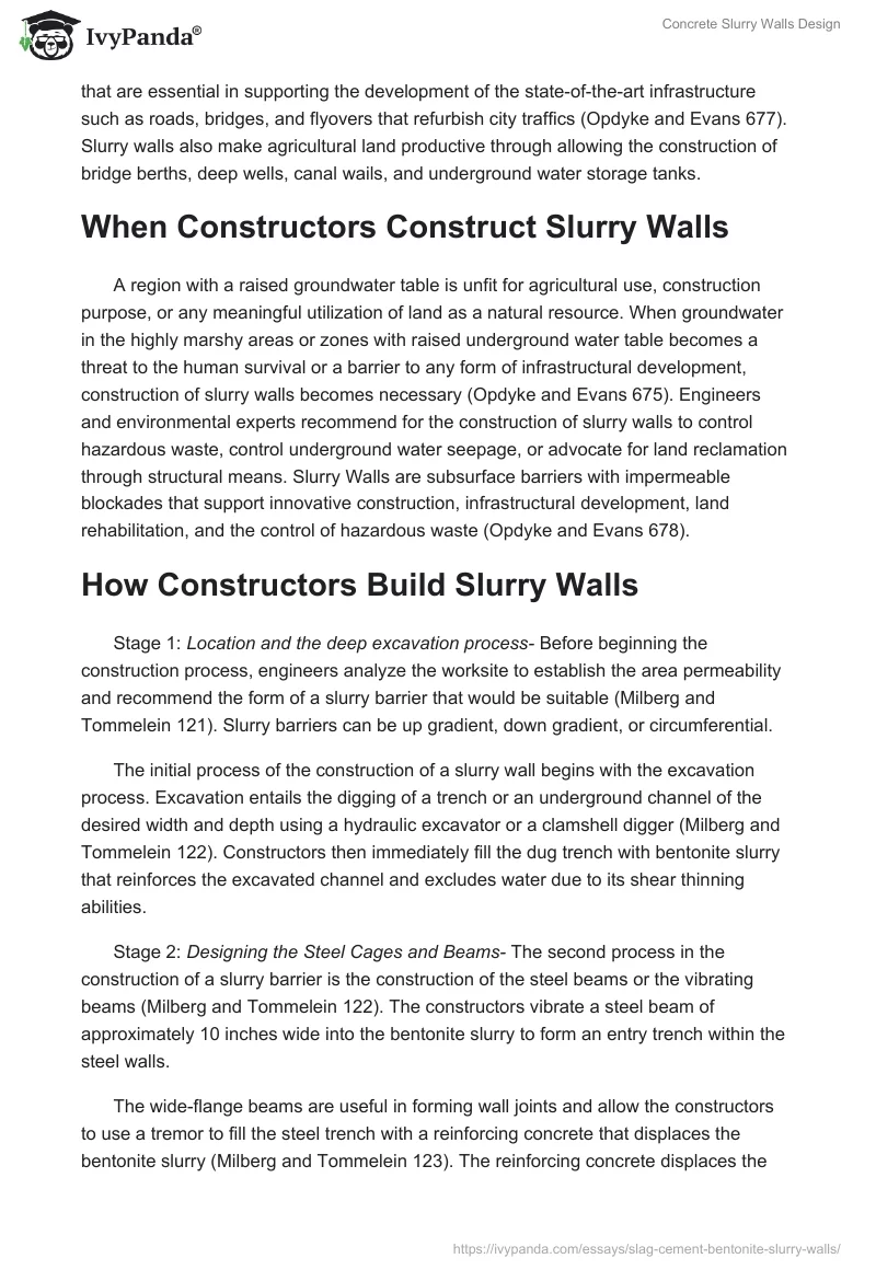 Concrete Slurry Walls Design. Page 2