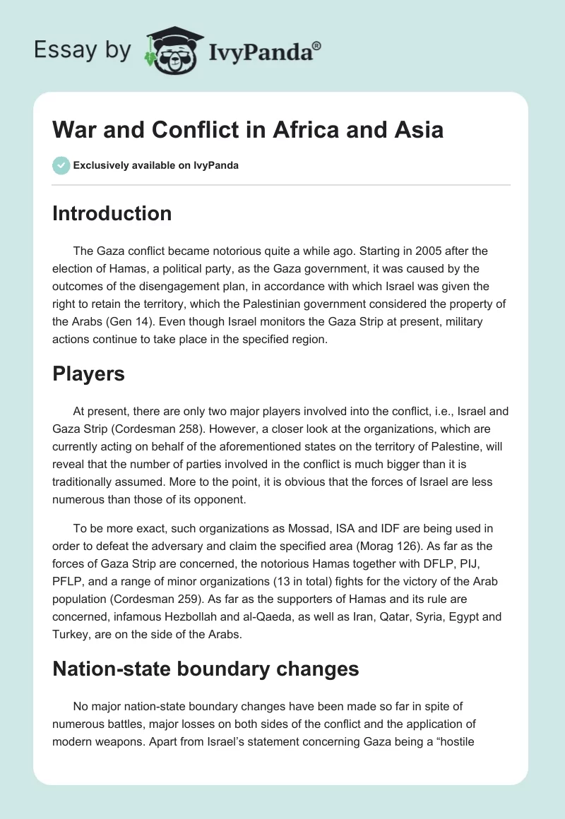 War and Conflict in Africa and Asia. Page 1