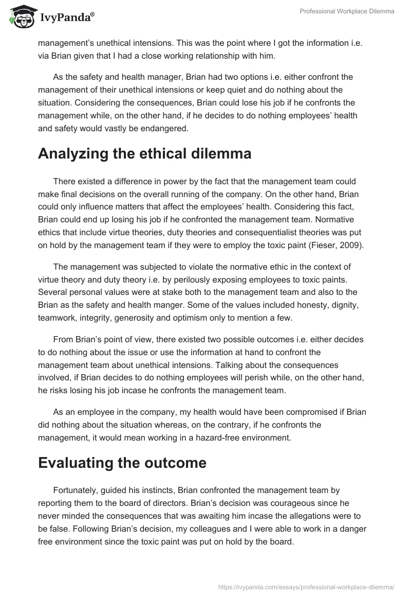 Professional Workplace Dilemma. Page 2