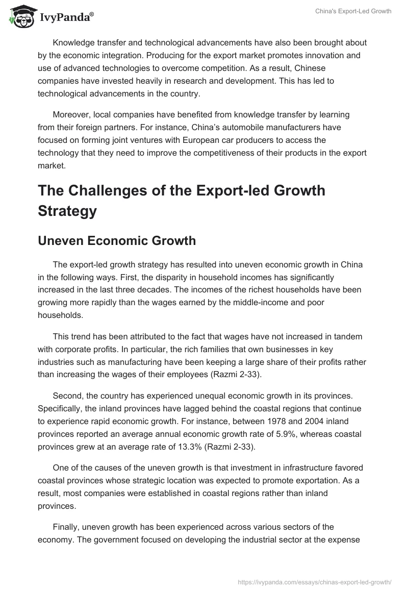 China's Export-Led Growth. Page 3