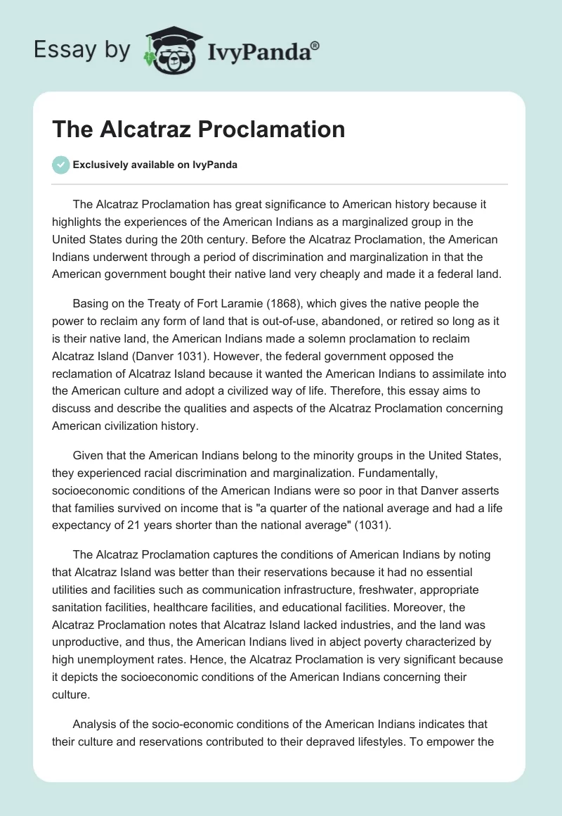 The Alcatraz Proclamation. Page 1
