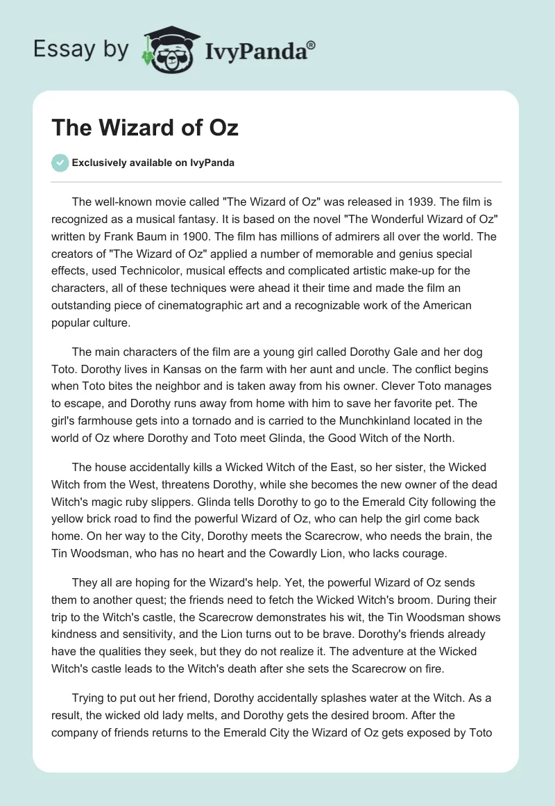 The Wizard of Oz. Page 1