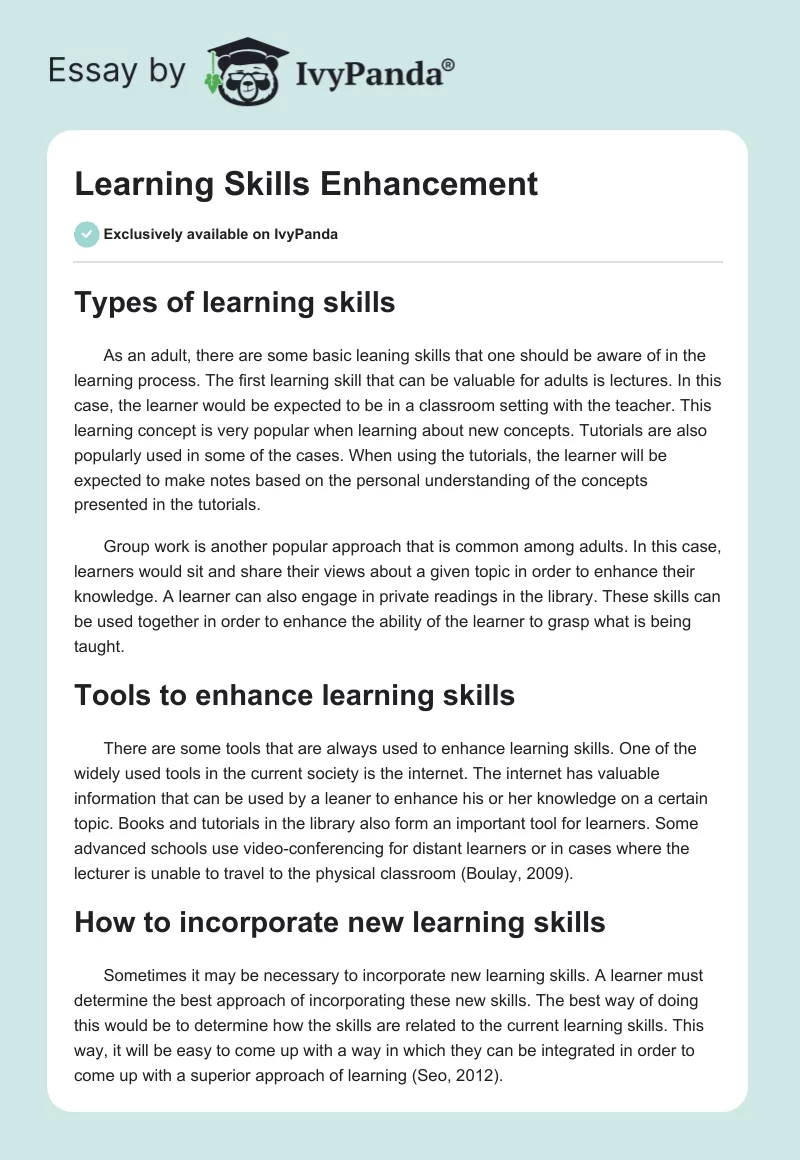 Learning Skills Enhancement. Page 1