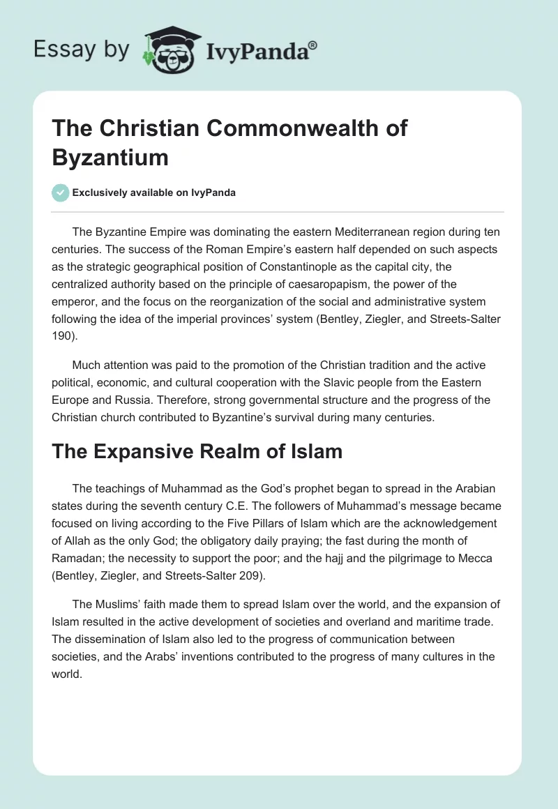 The Christian Commonwealth of Byzantium. Page 1