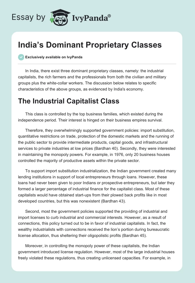 India’s Dominant Proprietary Classes. Page 1