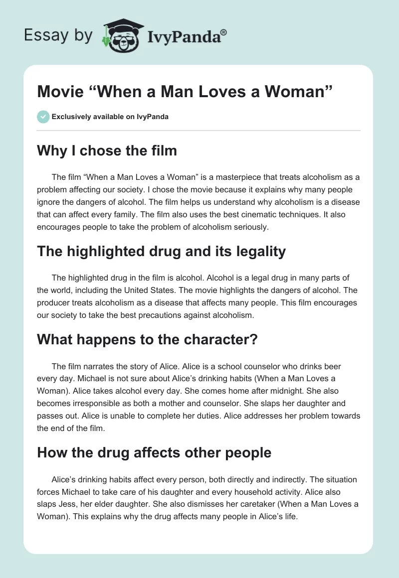 Movie “When a Man Loves a Woman”. Page 1