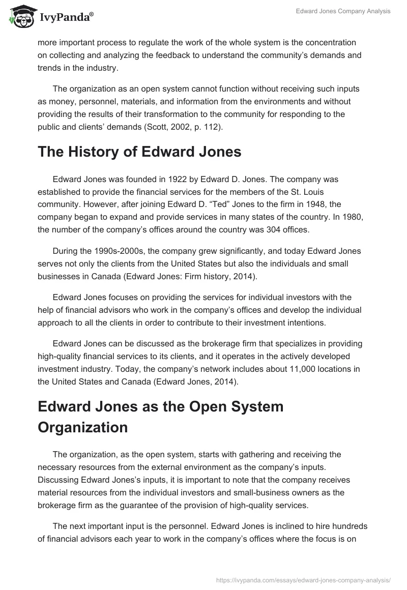 Edward Jones Company Analysis. Page 2