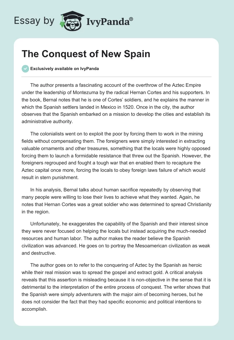 The Conquest of New Spain. Page 1