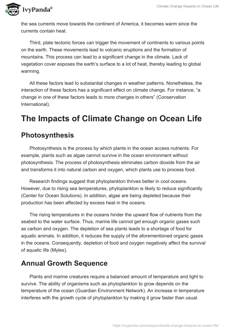 Climate Change Impacts on Ocean Life. Page 3